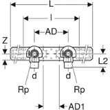 GEBERIT GE FlowFit AnWinkel-Set, vormont., ged. 2fach, abges. d16mm x Rp1/2 AD15,3cm RG+   – 619.640.00.1