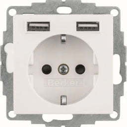 BERKER S.1/B.x SSD mit 2fach USB 2,4 A polarweiß glaenzend   – 48038989