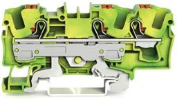 WAGO 3-Leiter-Schutzleiterklemme mit Drücker 6 mm², grün-gelb   – 2206-1307