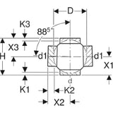 GEBERIT GE PE Doppel-Kugelabzweiger 88,5/180 Gr. d 110/88mm 367285   – 367.285.16.1