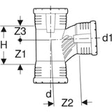 GEBERIT GE Silent-Pro Carve Abzweig 87,5 Gr. d90/90mm, 3 Muffen  – 393.442.14.1