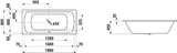 LAUFEN Laufen Pro Badewanne Stahl, Auslauf mittig, 180x80x45cm, oh.Antislip, weiß   – H2279500000401