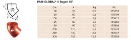 PREIS PAM GLOBAL S Bogen 45 Grad DN 80  – 13875