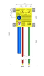 MHS mhs-Spültisch 240 Abfluss Links Unibox Rohr:Kelit Kelox  – 22641KE5PO0000