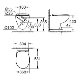 GROHE Grohe Bau Ceramic Set WC wandhängend mit WC Sitz softclose   – 39 351 000
