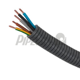 PIPELIFE Biegsames Panzerrohr Ø20mm vorverdrahtet mit Aderleitung YE 5x2,5 GG,BL,BR,SW,GR   – 1210033192