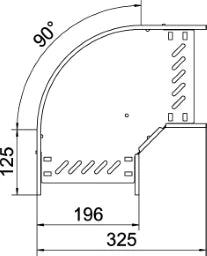 OBO Bogen 90° für Kabelrinne, horizontal 60x 200 Stahl bandverzinkt  – 6036564
