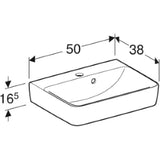 GEBERIT SANITAER Geberit Renova Plan HWB 50x38cm weiß mit Hahnloch, mit Überlauf   – 501.628.00.1