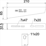 OBO Wand- und Stielausleger mit Befestigungs schraubeM10x25 B210mm Stahl bandverzinkt  – 6424732
