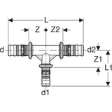 GEBERIT GE Mepla T-Stueck reduziert Messing d32 x 26 x 26mm   – 614.316.00.5