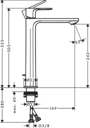 HANSGROHE HG Waschtischmischer Rebris E 240 CoolStart m.Zugstange MSW  – 72581670