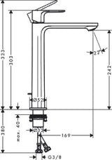 HANSGROHE HG Waschtischmischer Rebris E 240 CoolStart m.Zugstange MSW  – 72581670
