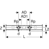 GEBERIT GE Mepla Anschlusswinkel, vormontiert zweifach, d20 x Rp1/2, AD15,3cm, Set, LB   – 602.784.00.5