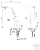 STEINBERG Steinberg Serie 260 Einhandmischer Keramikkartusche Flexschläuchen 3/8" chr   – 260 1700 1