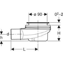 GEBERIT GE Duschwannenablauf d90, SH50, d50 d90mm, SH50, d50mm  – 150.550.00.1