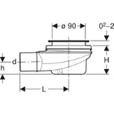 GEBERIT GE Duschwannenablauf d90, SH50, d50 d90mm, SH50, d50mm  – 150.550.00.1