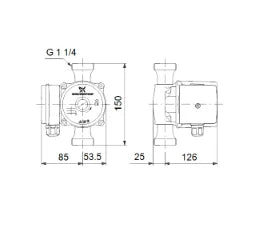 GRUNDFOS Grundfos Zirkulationspumpe UP 20-45 N 150mm 1x230V G1_1/4   – 99255562