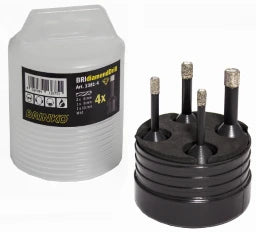 BRINKO Diamantbohrer-Set 4-tlg. 2x6 1x8 1x10 BRIdiamondDrill,Aufnahme f.Winkelschleif   – 1381-4