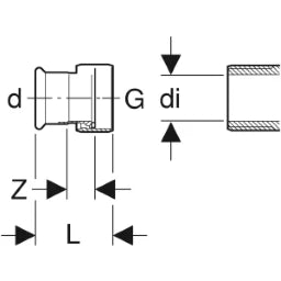 GEBERIT GE Mapress Kupfer Uebergang mit Ueberwurfmutter d15mm x G1/2  – 65182