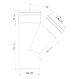 POLOPLAST PO Abzweig POLO-KAL NG DN 125/125/45Grad   – 02239
