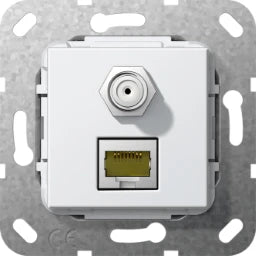 GIRA MJ RJ45 Cat.6A 10 Gbit SAT-F-Buchse Kpl. Einsatz Reinweiß   – 569703