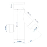 POLOPLAST PO Lüftungsdoppelabzweig mit Kondensat- sperre POLO-KWL DN 110/75/45Grad  – 03636