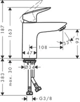 HANSGROHE HG Logis Waschtischmischer 100 ohne Ablaufgarnitur, chrom   – 71101000