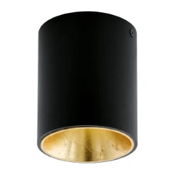 EGLO Deckenleuchte schwarz/gold H120xØ100mm 3.3W LED, 340lm, LF830, IP20   – 94502