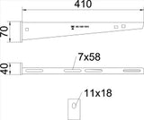 OBO Wand- und Stielausleger mit angeschweißt er Kopfplatte B410mm Stahl tauchfeuerver  – 6420745