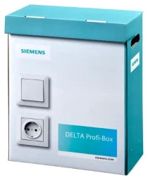SIEMENS PROFI-Box mit 100 Schuko-Steckdosen mit Kinderschutz, DELTA line, titanweiß   – 5UB15180KA