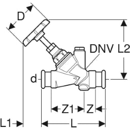 GEBERIT GE Mapress Schraegsitzventil Rotguss d18mm  – 94883