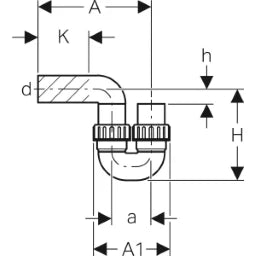 GEBERIT GE PE Siphon mit Bundverschraubung d 110mm 367730   – 367.730.16.1