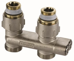 SIMPLEX Simplex Umlenkstueck D1/50 f. 1/2" IG D-form m. Absperrung vernickelt  – F10076