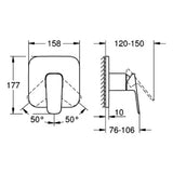 GROHE Grohe Cubeo EH-Brausebatterie Fertigmontageset für 35604 matt black  – 101777 243 0