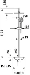 DURAVIT Duravit Duschsystem 1000 chrom Brausethermostat 303x1124x573mm  – TH4282008010