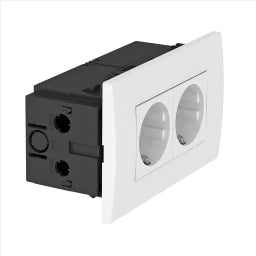 OBO Steckdoseneinheit Modul 45, 2fach 84x140 x59mm Polycarbonat reinweiß RAL 9010  – 6119407