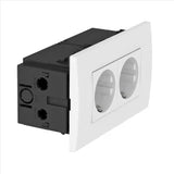 OBO Steckdoseneinheit Modul 45, 2fach 84x140 x59mm Polycarbonat reinweiß RAL 9010  – 6119407