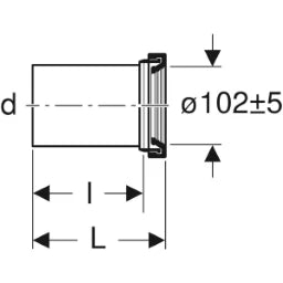 GEBERIT GE Anschlussstutzen fuer Wand-WC d90mm, L30, inkl. Deckkapen mattchrom   – 152.428.46.1