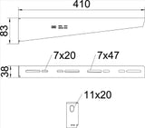 OBO Wand- und Stielausleger mit Befestigungs schraubeM10x25 B410mm Stahl bandverzinkt  – 6424759