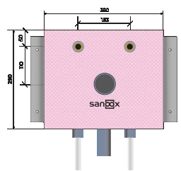 SANOOX Spültisch kurz, Rohrführung unten lang Radopress DA16 Polokal DN50 Trockenbau  – T04.2220.14.16.3