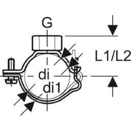 GEBERIT GE Schelle fuer Fixpunkt d50mm x G1/2 verzinkt mit Muffe   – 361.841.00.2