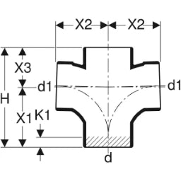 GEBERIT GE Silent-db20 Bogenabzweiger zweifach 88,5/180 Gr. d110/110mm   – 310.102.14.1