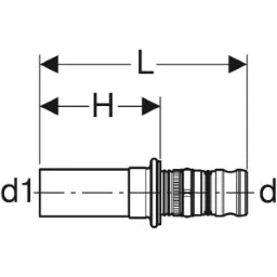 GEBERIT GE Mepla Uebergang auf Mapress mit Einschubende, d63 x 54mm   – 607.508.00.5