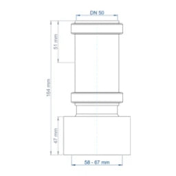 POLOPLAST PO Übergang von Spitzende auf Spitzende anderer Werkst.POLO-KAL DN 50/58-67mm   – 02870