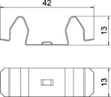 OBO Doppelklemme zur Formteilbefestigung 42x 13x13 Edelstahl, rostfrei A2 1.4310 blan  – 6035998