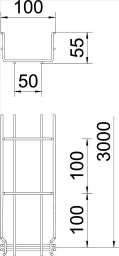 OBO Gitterrinne GRM 55x100x3000 Stahl galvan isch verzinkt  – 6001442