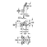 GROHE GROHE EH-Wannenbatterie Cubeo 101814 Wandmontage mit Brausegarnitur chrom  – 101814 000 0