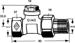 HEIMEIER Heimeier Rücklaufverschraubung Durchgangsform 1/2" absperrbar  – 0352-02.000
