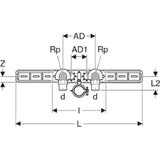 GEBERIT GE FlowFit AnWinkel-Set, vormontiert 2fach, abges. d20mm x Rp1/2 AD15,3cm RG+   – 619.681.00.1