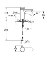 GROHE Grohe Eurosmart CS Selbstschluss- Waschtischbatterie, mit Mischung, chrom   – 36 317 000